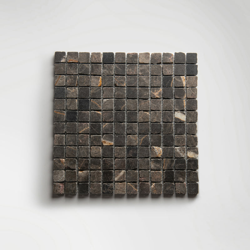 Roman Bronze Fantasy Mosaic Honed 30 x 30cm Wall & Floor Tile - Marble - Brown
