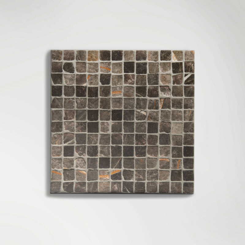 Roman Bronze Fantasy Mosaic Honed 30 x 30cm Wall & Floor Tile - Marble - Brown