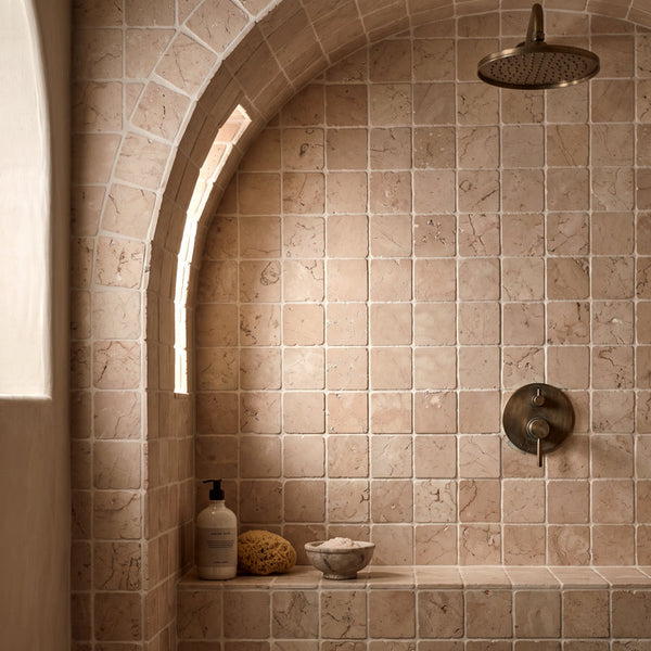 Rosa Perlino Squares Tumbled 10 x 10cm Wall & Floor Tile
