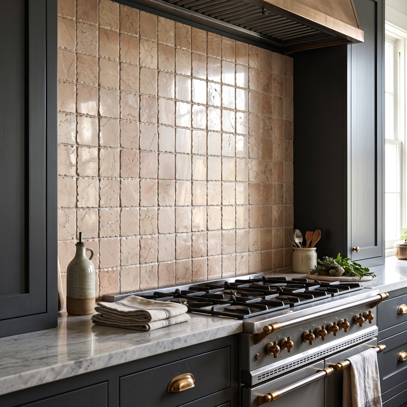 Roman Rosa Perlino Squares Tumbled 10 x 10cm Wall & Floor Tile