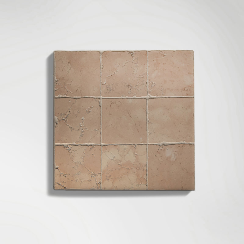 Roman Rosa Perlino Squares Tumbled 10 x 10cm Wall & Floor Tile - Marble - Red