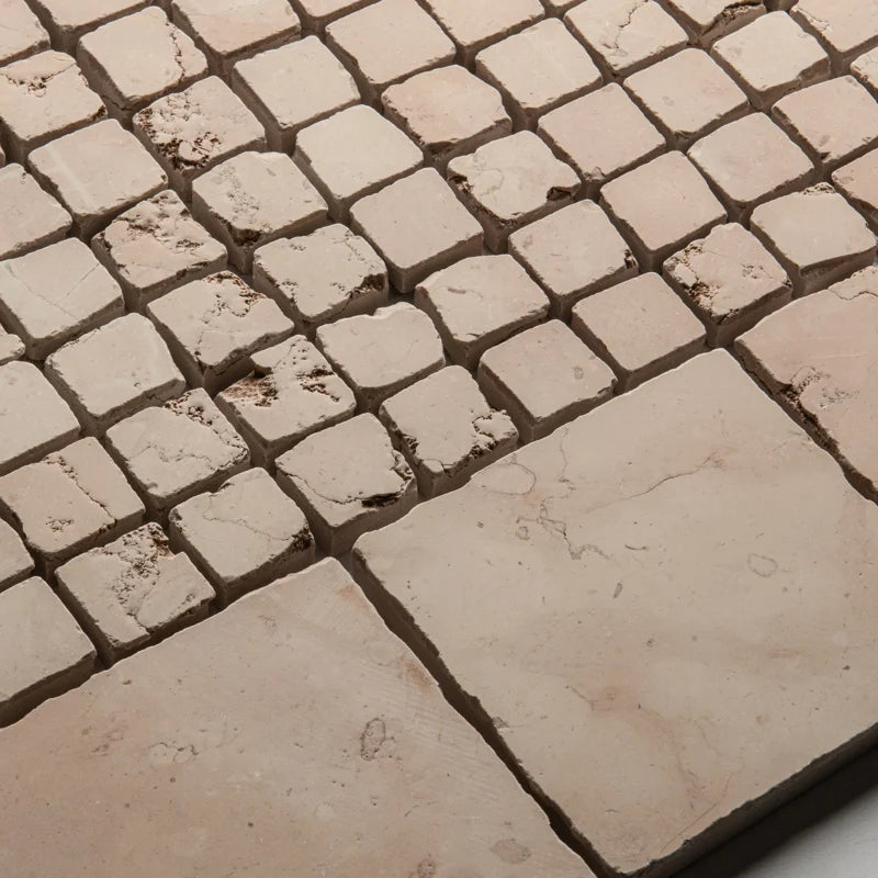 Roman Rosa Perlino Squares Tumbled 10 x 10cm Wall & Floor Tile - Marble - Red