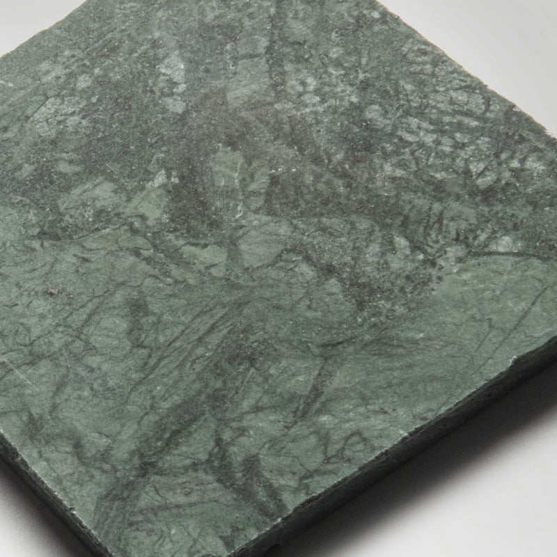 Roman Verde Guatemala Squares Tumbled 10 x 10cm Wall & Floor Tile - Marble - Green