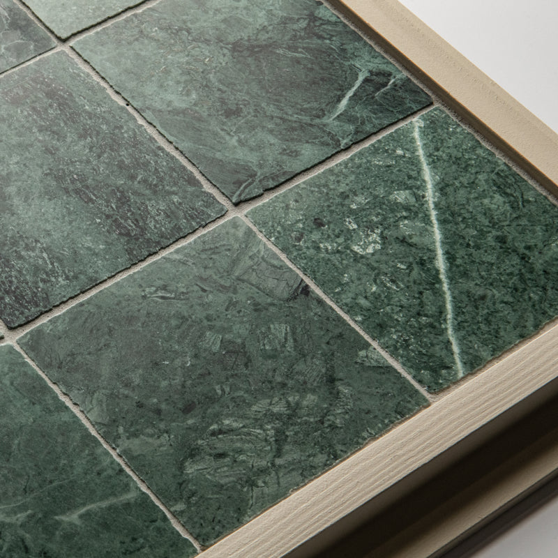 Roman Verde Guatemala Squares Tumbled 10 x 10cm Wall & Floor Tile - Marble - Green