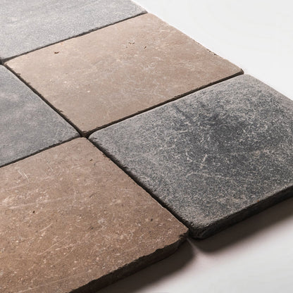 Rosa Andalusia and Macael Grey Chequer Tumbled 30 x 30cm Wall & Floor Tile
