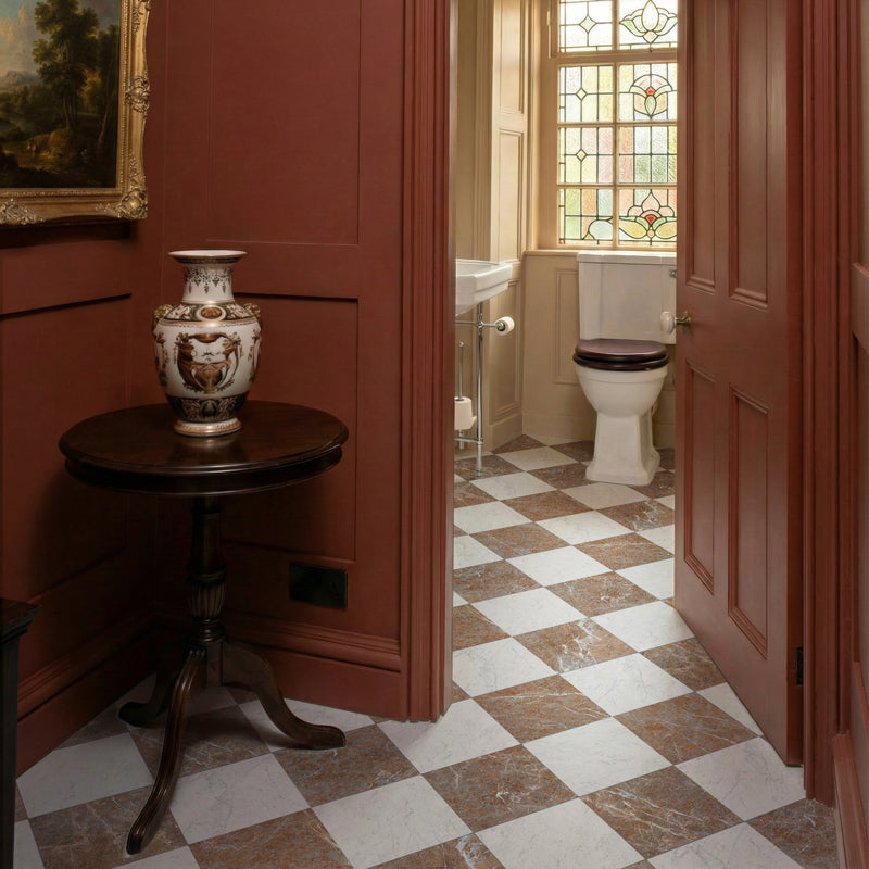 Rosso And Carrara Chequer Matt 30 x 30cm Wall & Floor Tile