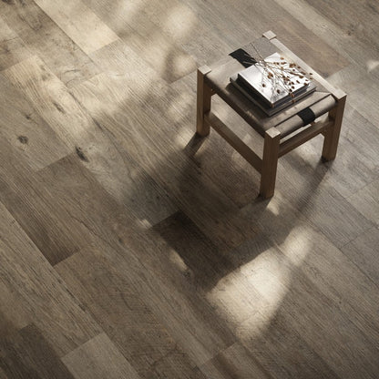 Saint Wood Rustic Brown Matt 60 x 10cm Wall & Floor Tile in a room setting
