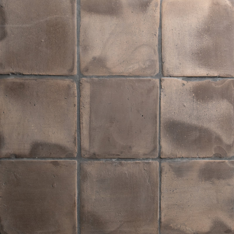 Spanish Handmade Terracotta Black 20 x 20cm Floor Tile in a room setting