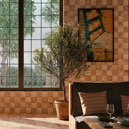 Terra Square Matt 22.3 x 22.3cm Wall & Floor Tile in a room setting