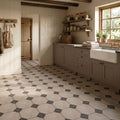 Tessa Octo Multi Matt 20 x 20cm Wall & Floor Tile in a room setting