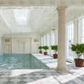 Venetian Black Tumbled 20 x 20cm Floor Tile in a room setting
