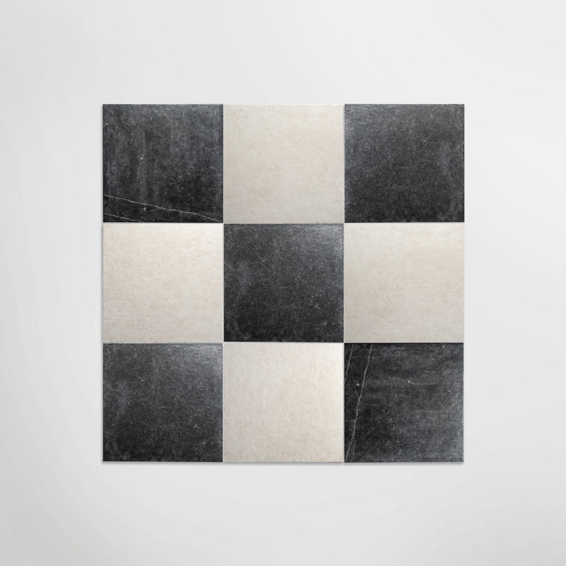 Venetian Black And White Chequer Matt 20 x 20cm Wall & Floor Tile