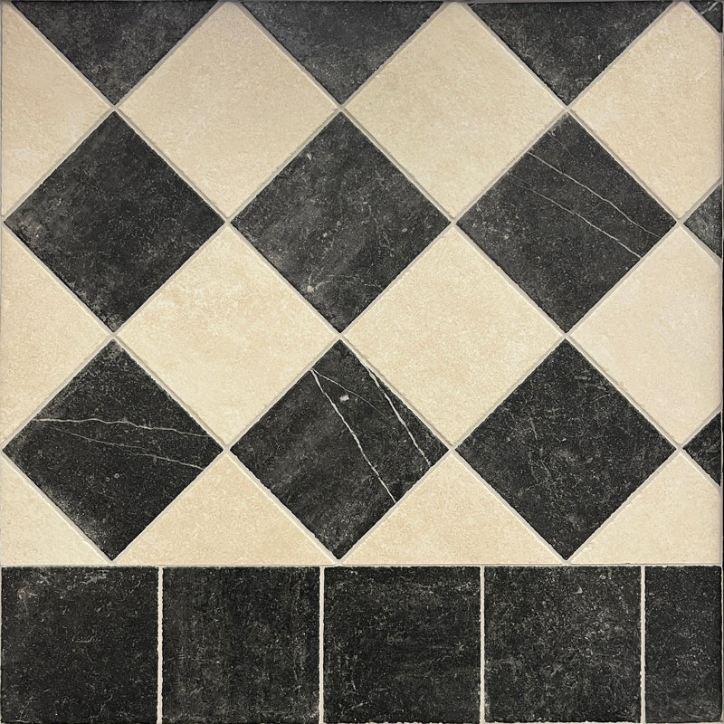 Venetian Black And White Chequer Matt 20 x 20cm Wall & Floor Tile