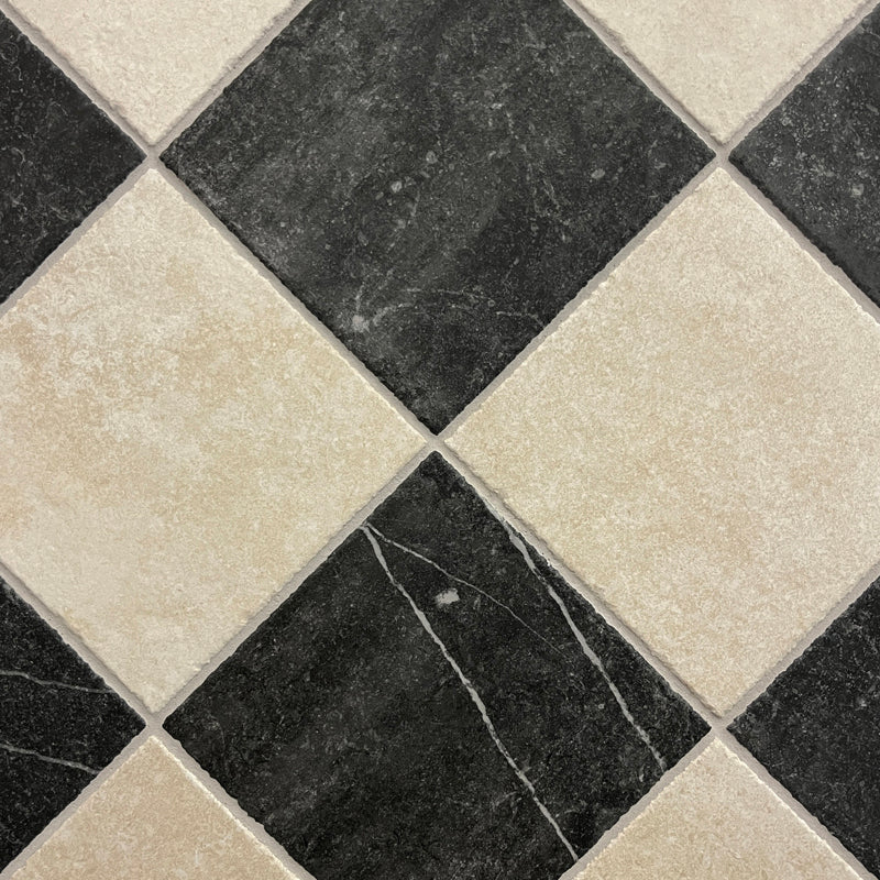 Venetian Black And White Chequer Matt 20 x 20cm Wall & Floor Tile
