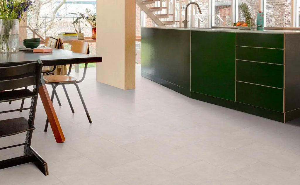 stacked porcelain tiles with white and beige marble veining and a glossy finish for flooring and walls in porcelain vs ceramic tiles article
