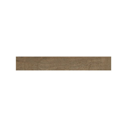 Close detail of grain and knots on a Lyndhurst Chestnut herringbone porcelain batten