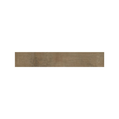 Lyndhurst Chestnut wood effect porcelain plank tile 19.8 x 119.8cm in warm brown with realistic timber grain