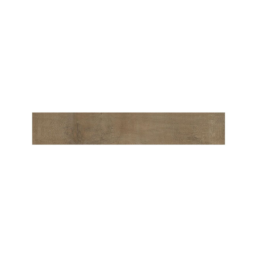 Lyndhurst Chestnut wood effect porcelain plank tile 19.8 x 119.8cm in warm brown with realistic timber grain