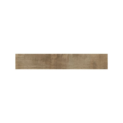 Lyndhurst Chestnut porcelain plank flooring shown with underfloor heating in a bathroom