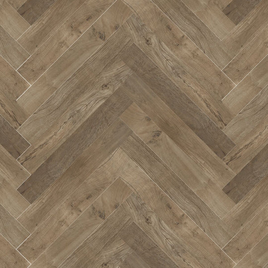 Lyndhurst Chestnut Herringbone Wood Effect Porcelain Tile 10 x 70cm