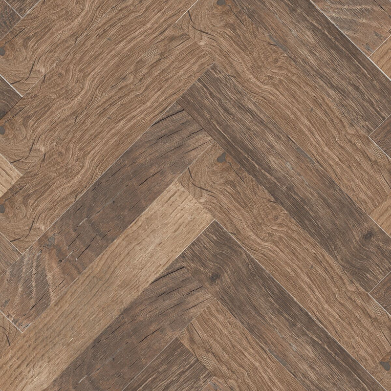 Lyndhurst Walnut Parquet Wood Effect Porcelain Tile 5.3 x 30cm