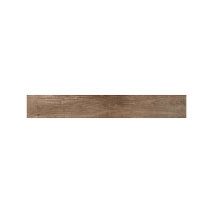Lyndhurst Walnut herringbone wood effect porcelain tile 10 x 70cm in deep brown