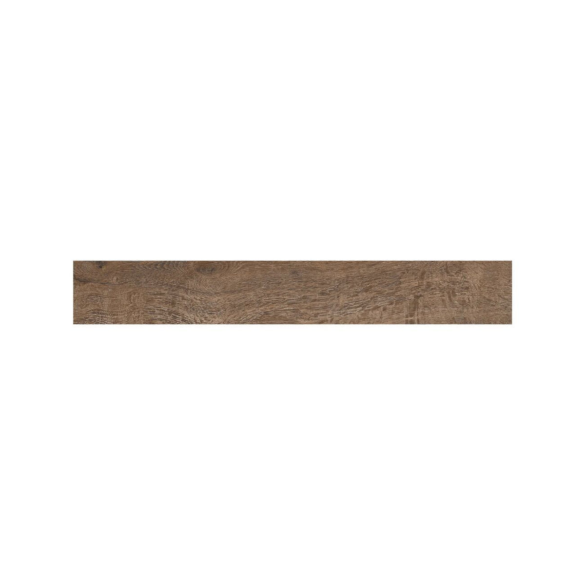 Dark walnut wood effect tiles laid in a herringbone pattern across a kitchen floor