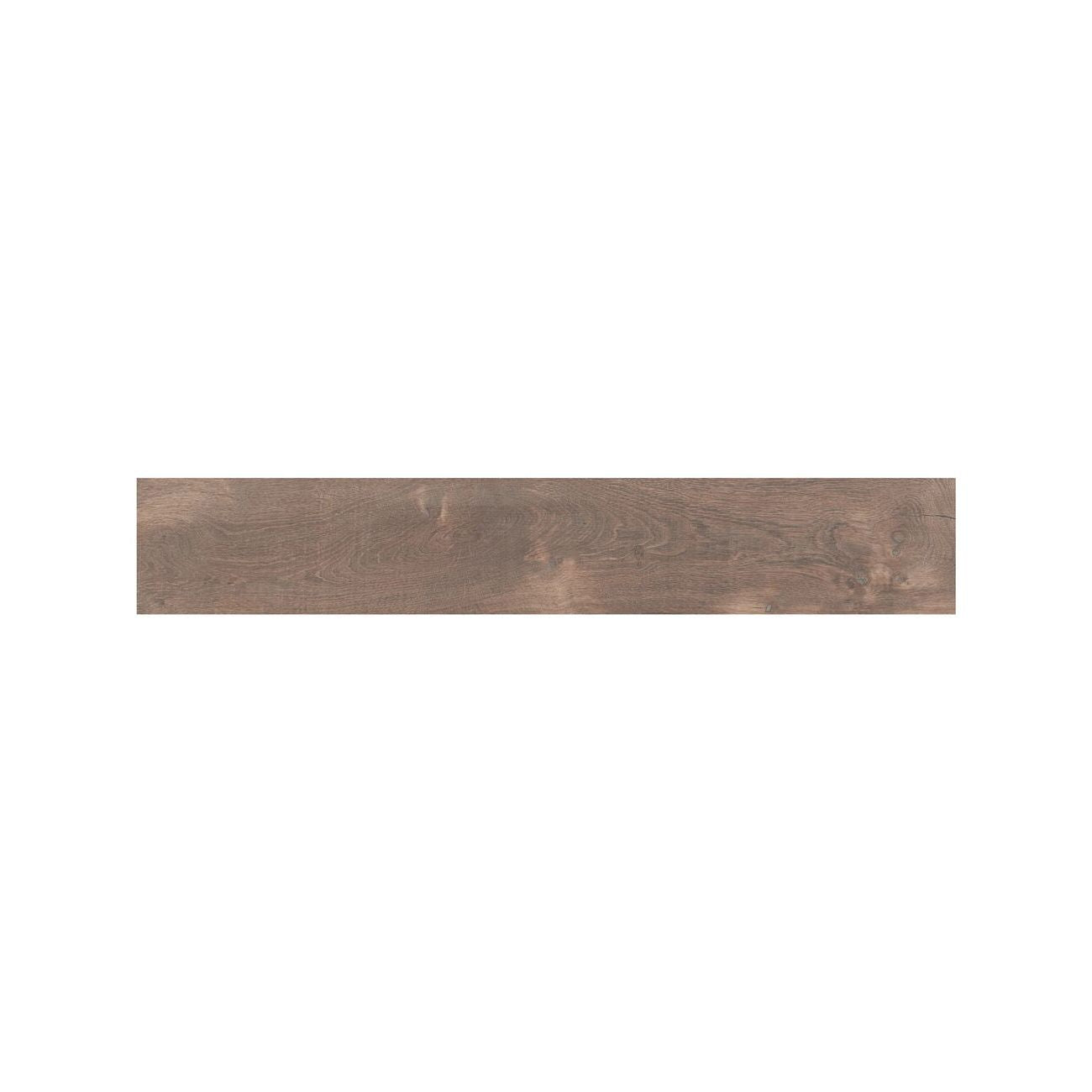 Close detail of knots and grain texture on Lyndhurst Walnut wood effect porcelain plank