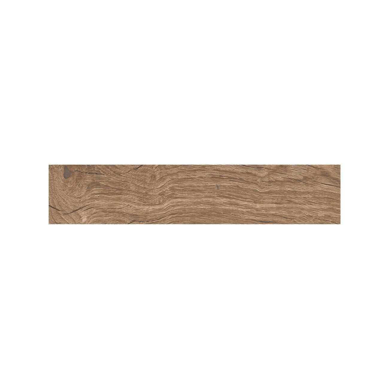 Lyndhurst Walnut parquet wood effect porcelain tile 5.3 x 30cm in deep brown