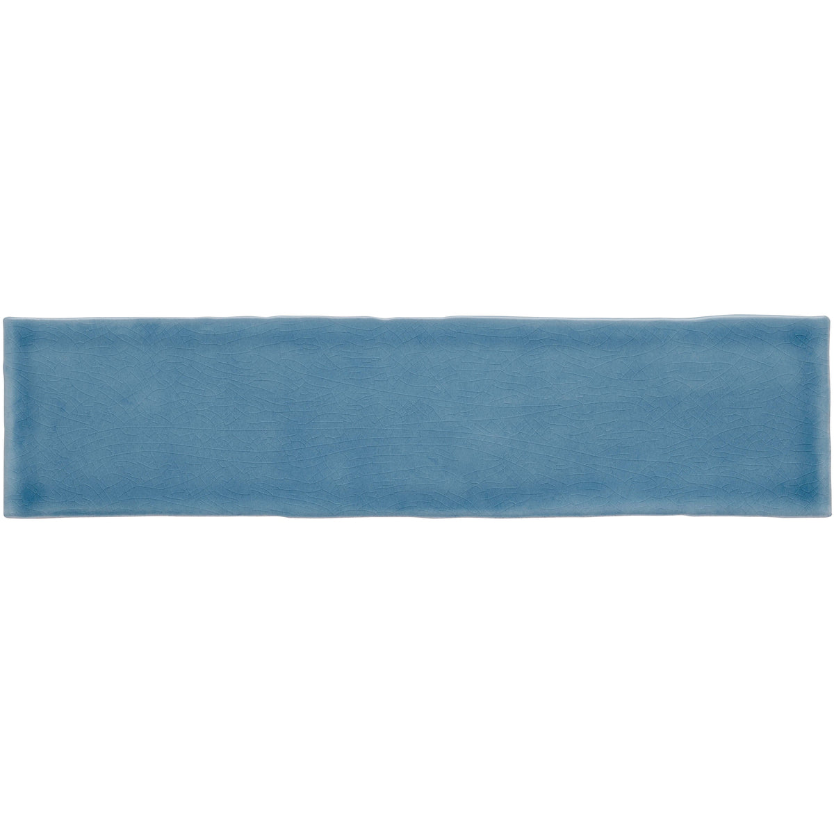 A rectangular blue ceramic large brick tile with a subtle textured surface in teal color