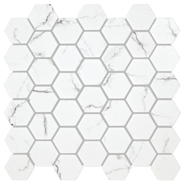 Hexagon White Mosaic Wall Tile