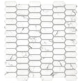 Malmo picket white mosaic featuring white marble hexagonal tiles with subtle gray veining for elegant surfaces