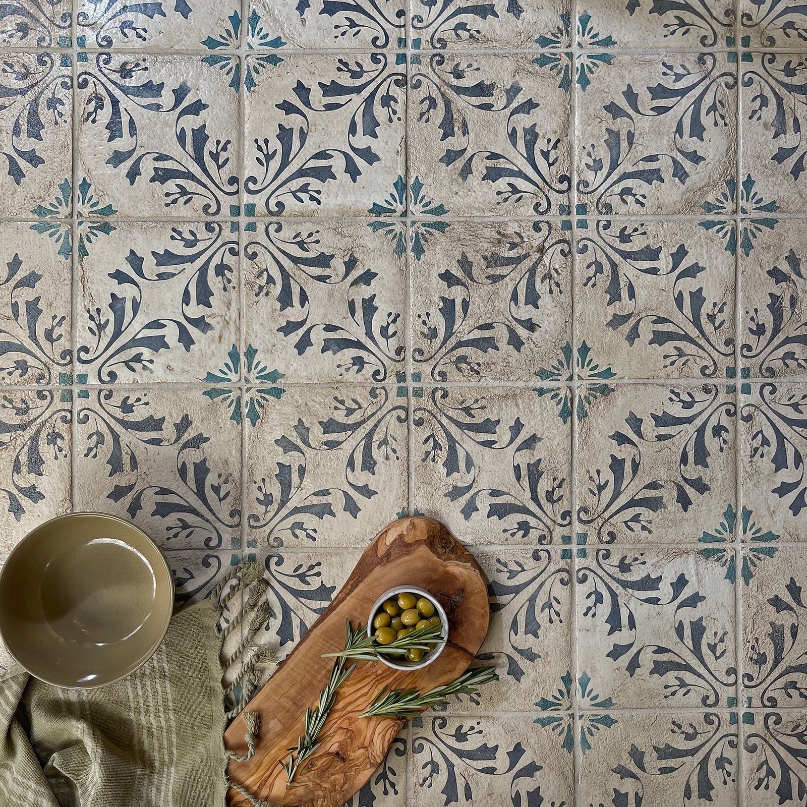 Paris Josette Patterned Terracotta Tile in a bathroom setting