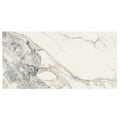 Milos alabaster marble effect tile 60 x 120cm with sleek white marble and elegant gray veining with subtle beige accents