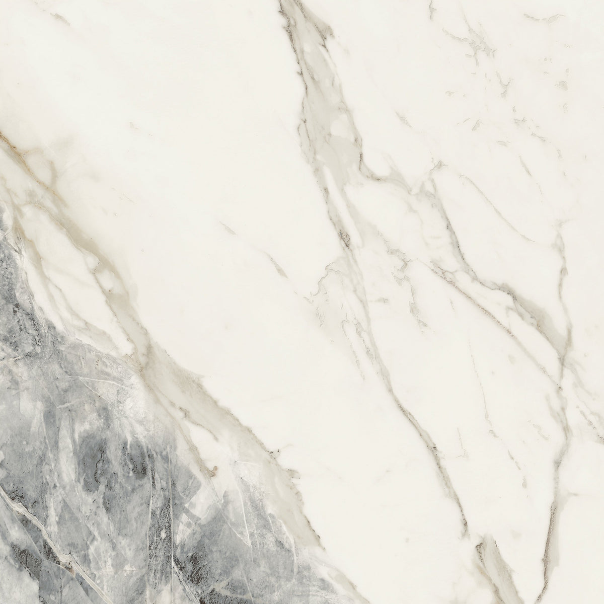 White marble effect tile milos alabaster 80x80cm with elegant gray veining and smooth polished surface