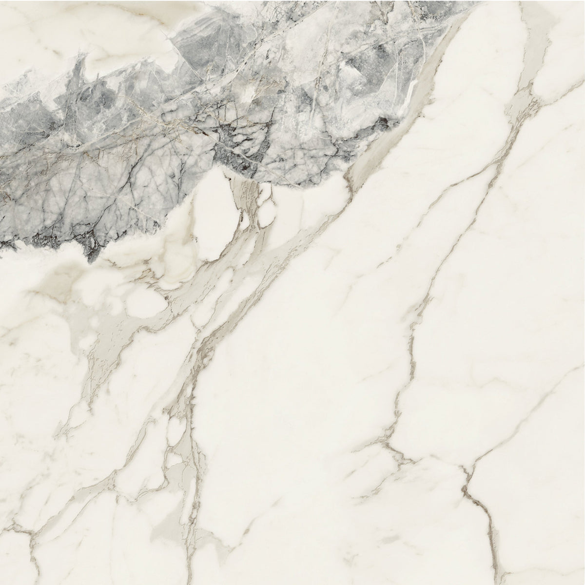 White marble effect tile milos alabaster 80 x 80cm with intricate gray veining and natural stone texture