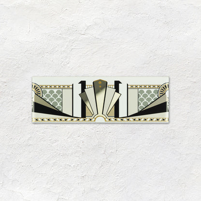 Manhattan Border With real Gold and Platinum on Brilliant White Ceramic Wall Tile 152x50mm