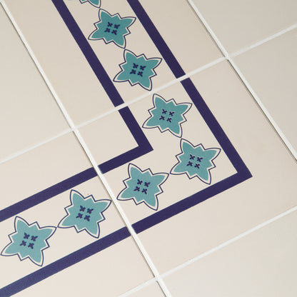Marrakech Corner Dark Blue and Dark Jade on White Ceramic