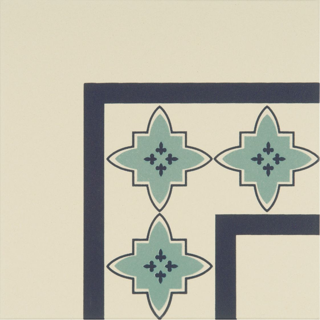 Marrakech Corner Dark Blue and Dark Jade on White Ceramic - Matt