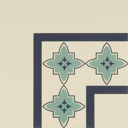 Marrakech Corner Dark Blue and Dark Jade on White Ceramic