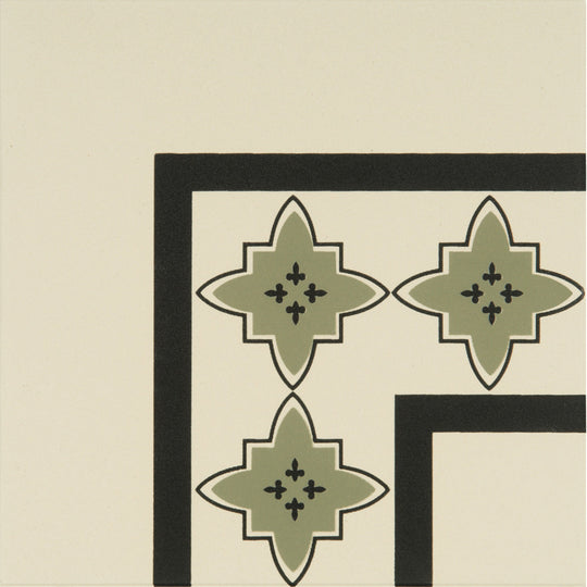 Marrakech Corner Dublin and Black on White Ceramic - Matt