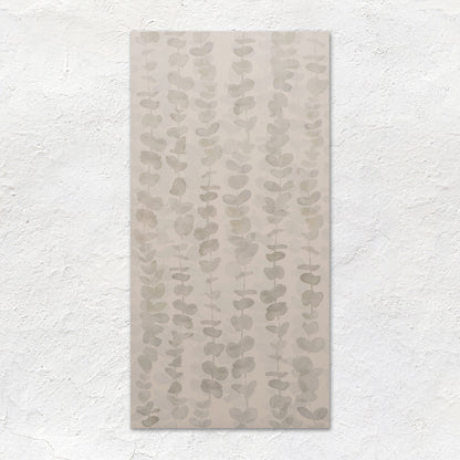 Meadow eucalyptus rectangular wall art 60x30cm featuring vertical rows of muted gray eucalyptus leaves on beige