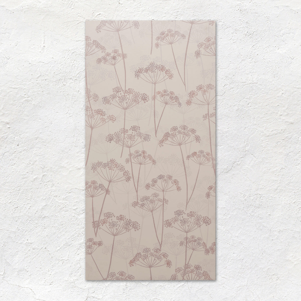 A rectangular beige meadow hedgerow tile 60x30cm with subtle grayish-brown wildflower cluster pattern