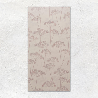 A rectangular beige meadow hedgerow tile 60x30cm with subtle grayish-brown wildflower cluster pattern