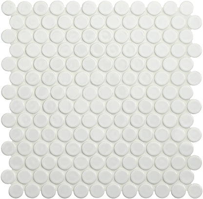 Mini White Penny Round - Hyperion Tiles