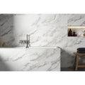 Magnus calacatta white 30 x 75cm white marble-effect bathroom tiles with subtle gray veining for wall use