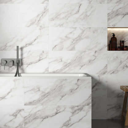 Magnus Calacatta White 30x75cm Ceramic Wall Tiles