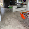 Montpellier Portes 90 x 60cm gray stone-effect floor tiles with subtle texture and natural veining for indoor use