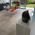 Montpellier Portes 90 x 60cm dark grey marble-effect porcelain tile with swirling veining