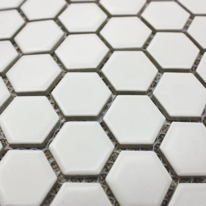 Shapes Hexagon Matt White 26 x 30cm Porcelain Mosaic Tile - thumbnail 2